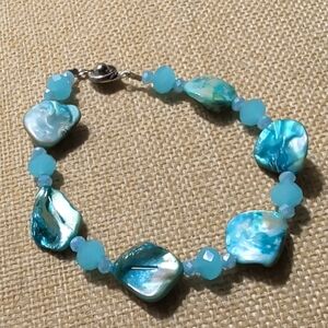 Teng Yue Blue Shell And Glass Beaded  Bracelet
